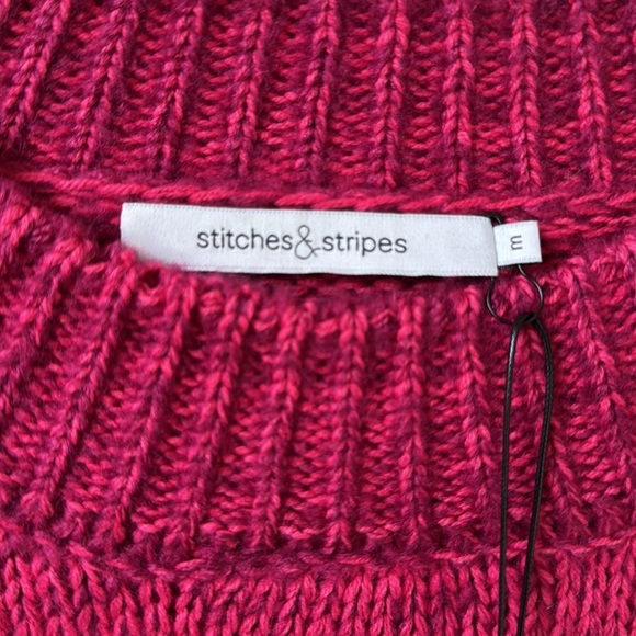 NWT Stitches & Stripes Chunky Knit Crew sweater Pink brownish Medium Oversized - Picture 2 of 8